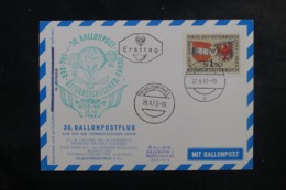 AUTRICHE - Carte Par Ballon En 1963, Affranchissement Et Cachets Plaisants - L 44519 - Par Ballon