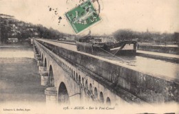 Thème    Navigation Fluviale .Péniche Écluse.Bac   47 Agen   Sur Le Pont  Canal   (voir Scan) - Hausboote