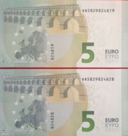 Pareja Correlativa De 5 Euros VA De España, Tercera Firma De Draghi, Sin Circular/plancha - 5 Euro