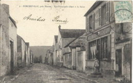 Cpa Porcheville, Rue Principale, Petit: Maison De Vin Et De Pêche - Porcheville