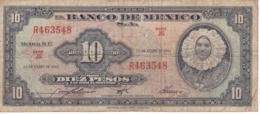 BILLETE DE MEXICO DE 10 PESOS DEL AÑO 1961   (BANKNOTE) - Mexico