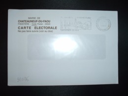 LETTRE MAIRIE CARTE ELECTORALE OBL.MEC.30-3 2007 29 S CHATEAUNEUF DU FAOU SUD FINISTERE - Other & Unclassified