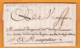 1780 - Marque Postale BEZIERS, Hérault Sur Lettre Pliée Avec Correspondance Familiale Vers Montpellier - 1701-1800: Précurseurs XVIII