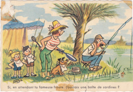 Humour : Illustrateur BOZZ : Femme Et Enfants De Pècheur Attendant Le Poisson Pour Manger !!! - Grand Format - Humor