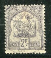 15141 TUNISIE  N°27 °  2F Violet-gris Fond Pointillés.Chiffres Gras     1899   B/TB - Used Stamps