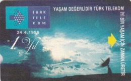 Turkey, R-087, 60 Units, 1st Anniversary Of Turk Telekom, No SC Logo, Satellite Dish, 2 Scans. - Turquie