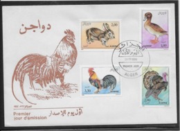 Thème Animaux - Lapin, Coq, Dinde, Canard - Algérie - Enveloppe - Ferme