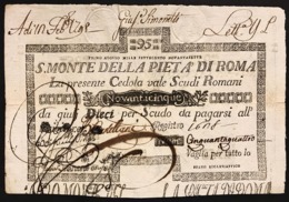 SACRO MONTE DI PIETA' ROMA 01 08 1797 95 SCUDI Ottimo Esemplare Spl Taglietto Rara LOTTO 2973 - Autres & Non Classés