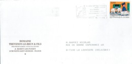 Enveloppe à En Tête "Domaine Thevenot-Le-Brun & Fils, Viticulteurs" Avec Flamme Nuits-St-Georges - Alimentaire