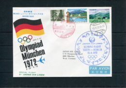 1972 Japan Air Lines JAL First Flight Cover Tokyo - Munich Germany Olympics - Airmail