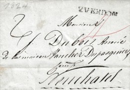 Lettre 12 X 8 Cms. Oblitérée Par Le Cachet Linéaire D' YVERDON - 1824 - ...-1845 Vorphilatelie