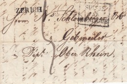 Petite Lettre 10,5 X 7 Cms. Obl. En 1825 Par Le Cachet Linéaire De Zürich, à Dest. De Gebweiler, Suisse Par Huningue - ...-1845 Préphilatélie