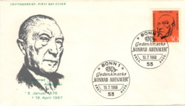 ALLEMAGNE BUND GERMANY RFA Poste 432 FDC ETB Premier Jour : Konrad ADENAUER [GR] - 1961-1970