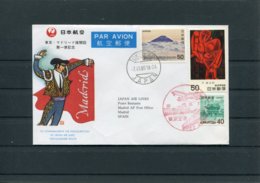 1980 Japan Air Lines JAL First Flight Cover. Tokyo - Madrid Spain. Bull Fighter, Matador, Painting, Modern Art - Airmail