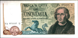 7293)splendida BANCONOTA LIRE 5000 COLOMBO II TIPO 3 CARAVELLE 1977-FDS Vedi Foto - 5.000 Lire