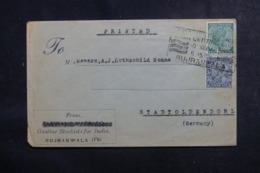 INDE - Enveloppe De Gujranwala En 1937 Pour L 'Allemagne, Affranchissement Et Oblitération Plaisants - L 44718 - 1936-47 Koning George VI