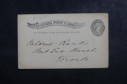 CANADA - Entier Postal Commercial ( Repiquage Au Verso ) De Montréal Pour Toronto En 1894 - L 44774 - 1860-1899 Victoria