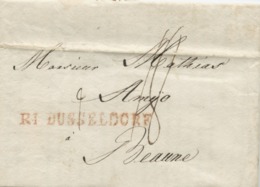 ALLEMAGNE - R1 DUSSELDORF SUR LETTRE AVEC TEXTE POUR LA FRANCE, 1803 - Préphilatélie