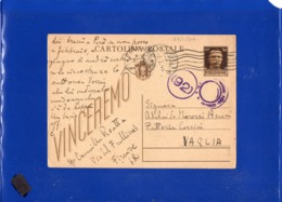 ##(DAN1910)-31-1-1944-Cartolina Postale Vinceremo Cent 30 Da Firenze Per Vaglia, Bolli Di Censura - Marcophilia