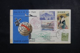 JAPON - Enveloppe 1er Vol Tokyo / Amsterdam En 1958, Affranchissement Et Cachets Plaisants - L 44835 - Brieven En Documenten