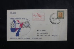 NOUVELLE ZÉLANDE - Enveloppe Par Vol Spécial Christchurch / Amsterdam En 1953 , Affranchissement Plaisant - L 44878 - Storia Postale