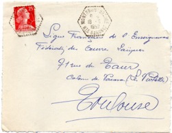 GARONNE / Haute - Dépt N° 31 = MONTBRUN BOCAGE 1959 = CACHET MANUEL HEXAGONAL Pointillé F7 = Agence Postale - Handstempels