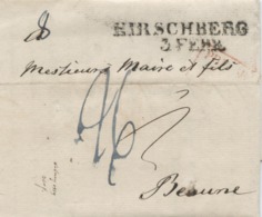 ALLEMAGNE - HIRSCHBERG 3 FEBR.  SUR LETTRE AVEC TEXTE POUR LA FRANCE, 1827 - Precursores