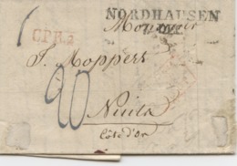 ALLEMAGNE - NORDHAUSEN 7 DEC. + CPR2 SUR LETTRE AVEC TEXTE POUR LA FRANCE, 1832 - Prephilately