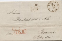 ALLEMAGNE - CAD ROUGE STETTIN F. + P.D. SUR LETTRE AVEC TEXTE POUR LA FRANCE, 1871 - [Voorlopers