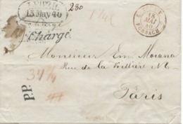 ALLEMAGNE - LEIPZIG 13 MAI 1840 + CHARGE + P.P. SUR LETTRE SANS TEXTE POUR LA FRANCE - Prephilately