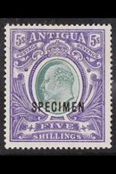 1903-07 (wmk CC) KEVII 5s Grey-green And Violet With "SPECIMEN" Overprint, SG 40s, Fine Mint. Fresh And Attractive. For  - Otros & Sin Clasificación