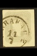 1861 NEWSPAPER STAMP 1861 (1.05k) Light Grey, Imperforate, Mi 23, SG N38, Superb Used With Four Huge Margins. For More I - Otros & Sin Clasificación