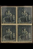 1852-55 BLOCK OF 4 Slate- Blue Britannia (no Value) unissued (SG 5a) Never Hinged Mint Block Of 4 (4 Stamps) For More Im - Barbados (...-1966)