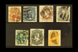 1876-77 Dom Pedro Rouletted Complete Set (Scott 61/67, SG 50/56), Fine Used, Fresh. (7 Stamps) For More Images, Please V - Otros & Sin Clasificación
