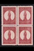 1867-70 4d Lake-red On Pale Rose, SG 15, Fine Unused No Gum BLOCK Of 4, Some Perf Reinforcement, Fresh & Attractive. (4  - British Virgin Islands