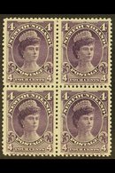 1897-1918 4c Violet Queen Mary, SG 43, A Superb Mint BLOCK OF FOUR, With The Lower Two Stamps Never Hinged. An Attractiv - Andere & Zonder Classificatie