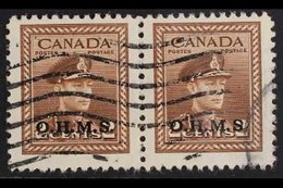 OFFICIALS 1949 2c Brown "O.H.M.S." Overprint With MISSING STOP AFTER 'S' Variety, SG O163, Used In Horizontal PAIR With  - Otros & Sin Clasificación