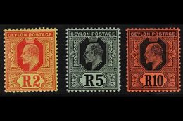 1910 2r, 5r And 10r Wmk MCA, Ed VII High Values, SG 298/300, Very Fine Mint. (3 Stamps) For More Images, Please Visit Ht - Ceilán (...-1947)