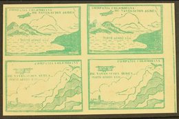 PRIVATE AIRS - COMPANIA COLOMBIANA DE NAVEGACION AREA 1920 (Oct) 10c Green "Sea And Mountains" And "Cliffs And Lighthous - Colombia