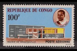 1963 100f Air Brazzaville Town Hall (Yvert 11, SG 27), Never Hinged Mint, Fresh & Scarce. For More Images, Please Visit  - Andere & Zonder Classificatie