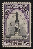 1933 Centenary 2s6d Black And Violet "Battle Memorial", SG 135, One Shortish Perf At Right, Cds Used With Fine Full Port - Falkland Islands