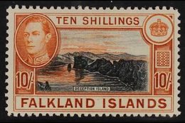1938-50 10s Black & Orange Brown, SG 162, Fine Mint For More Images, Please Visit Http://www.sandafayre.com/itemdetails. - Falkland Islands