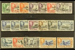 1938-50 USED DEFINITIVE Set To Two Different 5s Shades, SG 146/161b, Fine Used (19 Stamps) For More Images, Please Visit - Falklandinseln