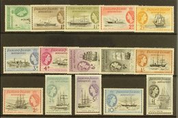 1954-62 Complete Definitive Set, SG G26/40, Very Lightly Hinged Mint (15 Stamps) For More Images, Please Visit Http://ww - Falklandeilanden