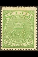 1871 3d Pale Yellow Green, SG 11, Fine Mint For More Images, Please Visit Http://www.sandafayre.com/itemdetails.aspx?s=6 - Fidschi-Inseln (...-1970)