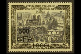 REUNION 1951 500f On 1000f Slate-purple & Black On Blue Air "CFA" Surcharge (Yvert 51, SG 332), Superb Mint, Very Fresh. - Autres & Non Classés