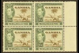 1938-46 2s6d Sepia & Dull Green, SG 158, Never Hinged Mint Marginal Block Of 4 (4) For More Images, Please Visit Http:// - Gambia (...-1964)
