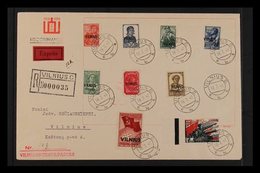 LITHUANIA VILNIUS 1941 Overprints Complete Set (Michel 10/18, SG 10/18) Superb Used On Registered Express Locally Addres - Sonstige & Ohne Zuordnung