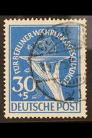 1949 30pf Blue Berlin Relief Fund PLATE FLAW, Michel 70 I, Fine Cds Used, Fresh & Scarce, Signed Georg Buhler. For More  - Autres & Non Classés
