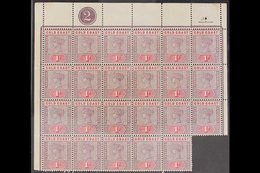 1898-1902 1d Dull Mauve & Rose, SG 27, Large Upper Pane Multiple Of 23 Stamps, Control 2, Crease And Dull Gum, Nhm (23 S - Goldküste (...-1957)